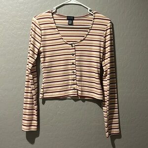 Maroon and tan long sleeve top/Size Small